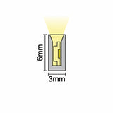 3x6mm mini neon flex dimension diagram, 3mm width and 6mm height