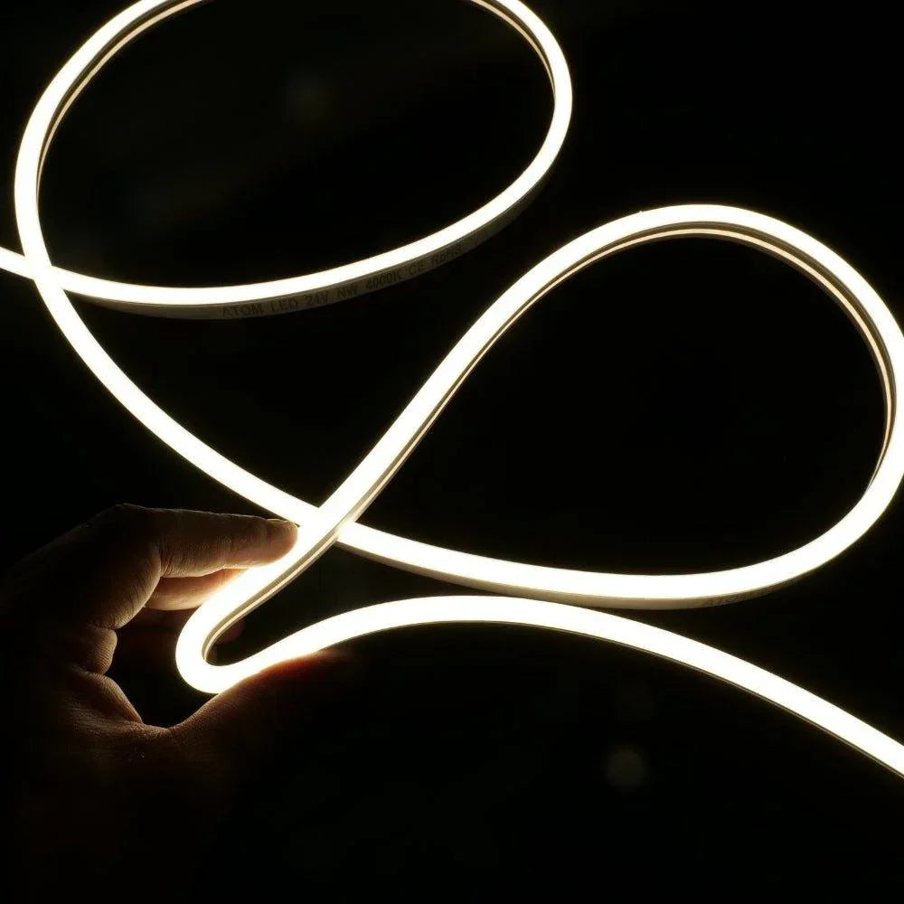 Natural White Neon Flex 4000K 24V 8x16mm IP67 Waterproof 1cm Cut - UK LED Lights