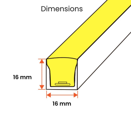 Natural White Neon Flex 4000K DC 48V 16x16mm Top Bend IP65 Waterproof 10cm Cut - UK LED Lights