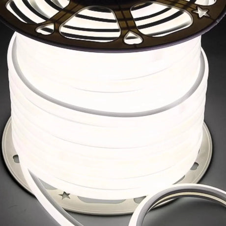 Natural White LED Neon Flex 16x16mm D Shape Vertical Bending 120LEDs/m 220V 240V IP67 Waterproof with UK Plug - ATOM LED