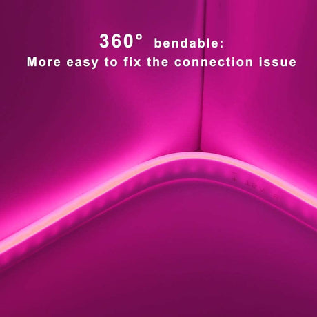 Pink Neon Flex 12V 6x12mm 120LEDs/m IP65 Waterproof 2.5cm Cut Kit - UK LED Lights