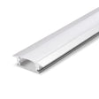 Recessed LED profile with opal cover fitted along full length