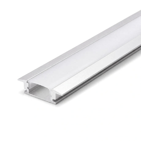 Recessed LED profile with opal cover fitted along full length