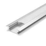 Silver 2 metre 25x7mm recessed aluminium LED profile opal cover