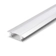 Recessed LED profile with opal cover fitted along full length
