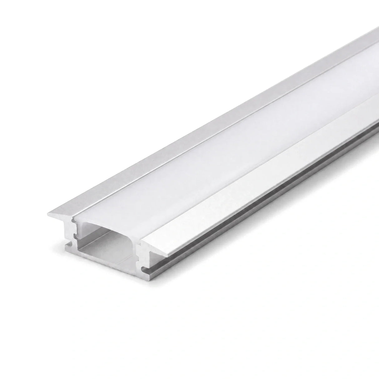 Recessed LED profile with opal cover fitted along full length