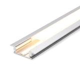 Silver recessed LED profile lit warm white through opal diffuser