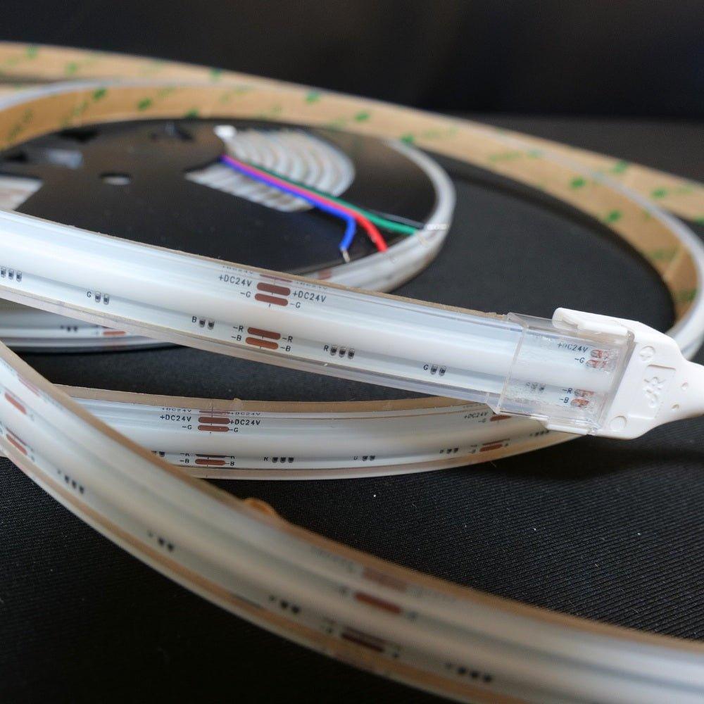RGB COB LED Strip 24V IP67 Waterproof 840 LEDs/m 5cm Cut – UK LED Lights