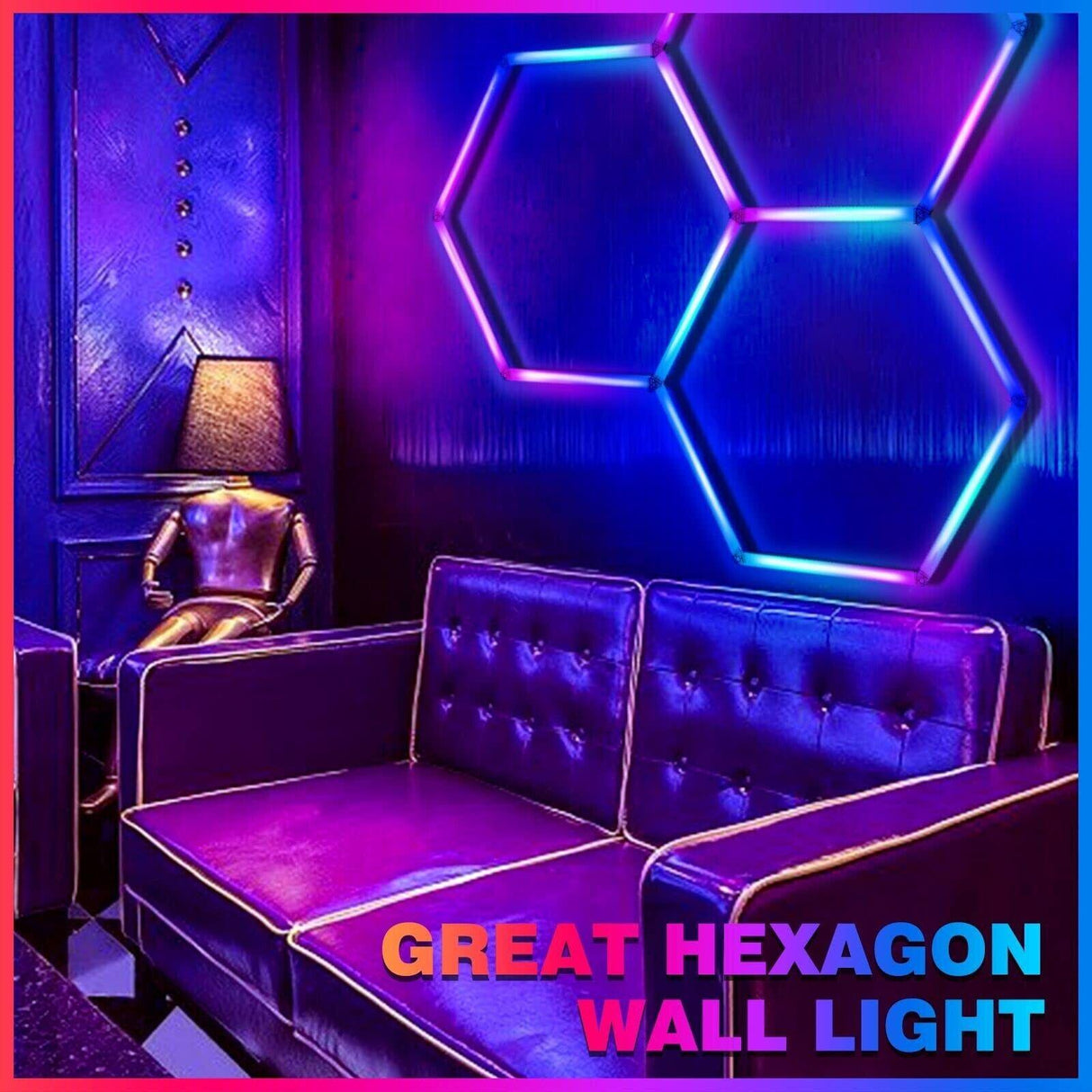 RGB Hexagrid LED Hexagon Ultrabright LED Multicolour Hex Lights - Four Hex Grid - UK LED Lights