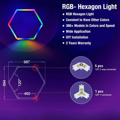 RGB Hexagrid LED Hexagon Ultrabright LED Multicolour Hex Lights - Single Hex Grid - UK LED Lights