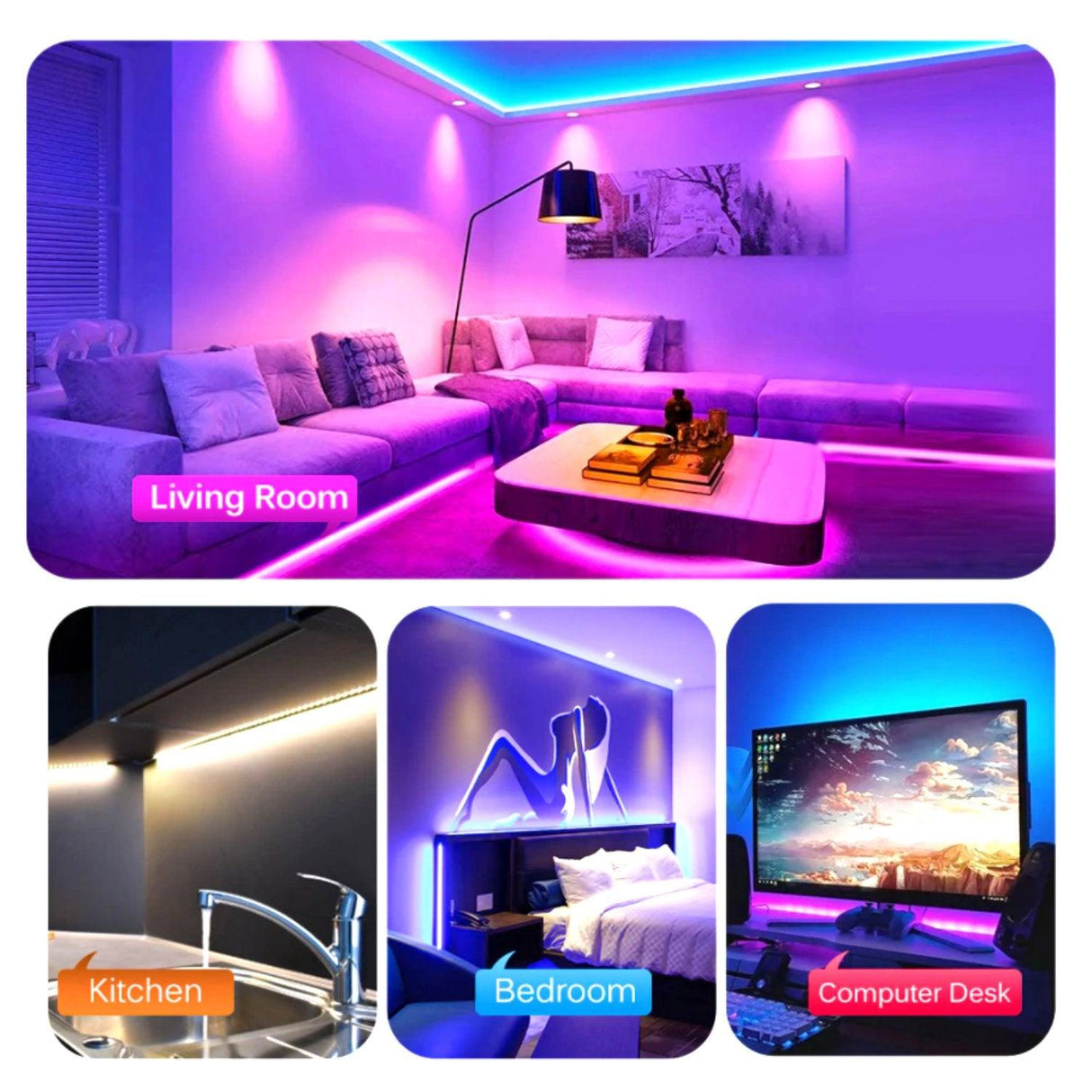 RGB LED Strip 12V 5050 IP20 Non-Waterproof 60LED/m 5 metre Kit - UK LED Lights