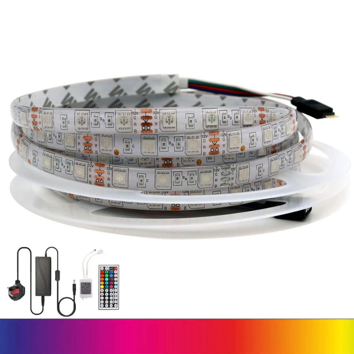 RGB LED Strip 12V 5050 IP20 Non-Waterproof 60LED/m 5 metre Kit - UK LED Lights