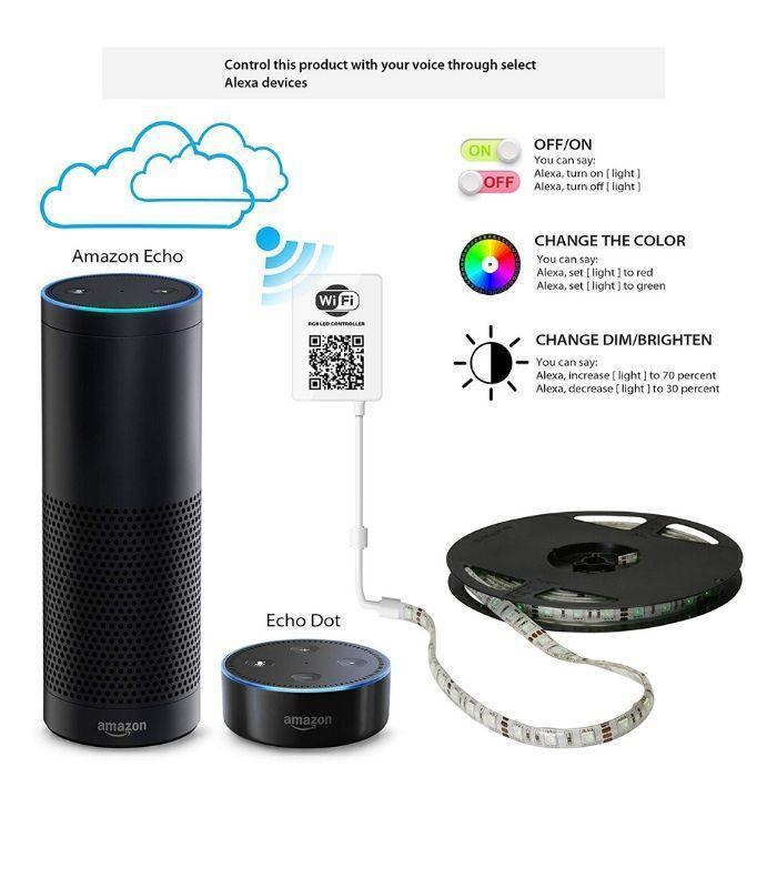 RGB LED Strip 12V WiFi Wireless Control IP65 Waterproof 300LEDs 5m