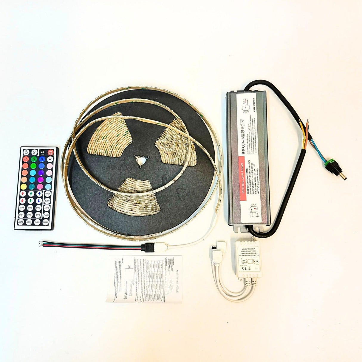 RGB LED Strip with Remote 24V 10 Metre One Length 5050 IP65 60LED/m Full Kit - UK LED Lights