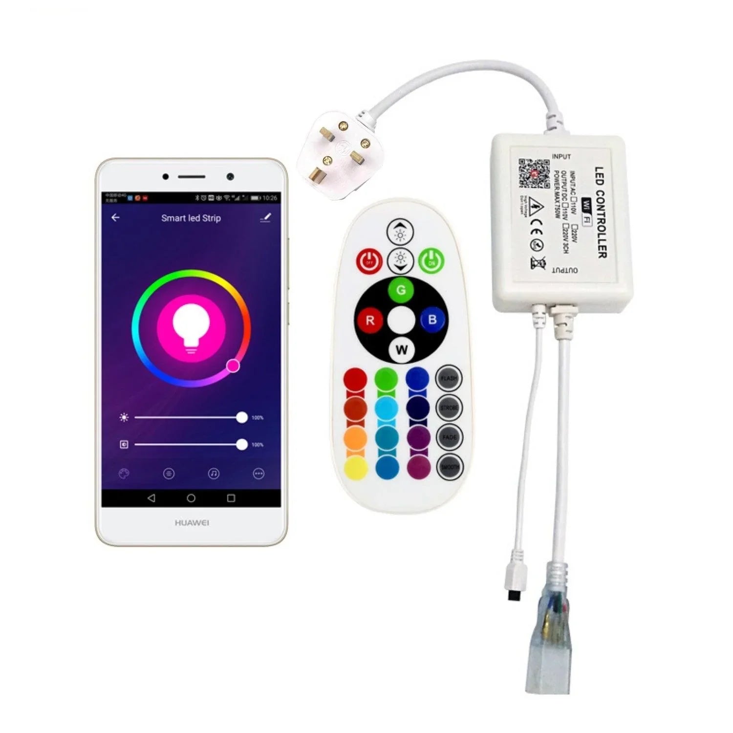 RGB Neon Flex 10x18mm 220V 240V WiFi Tuya APP LED controller with