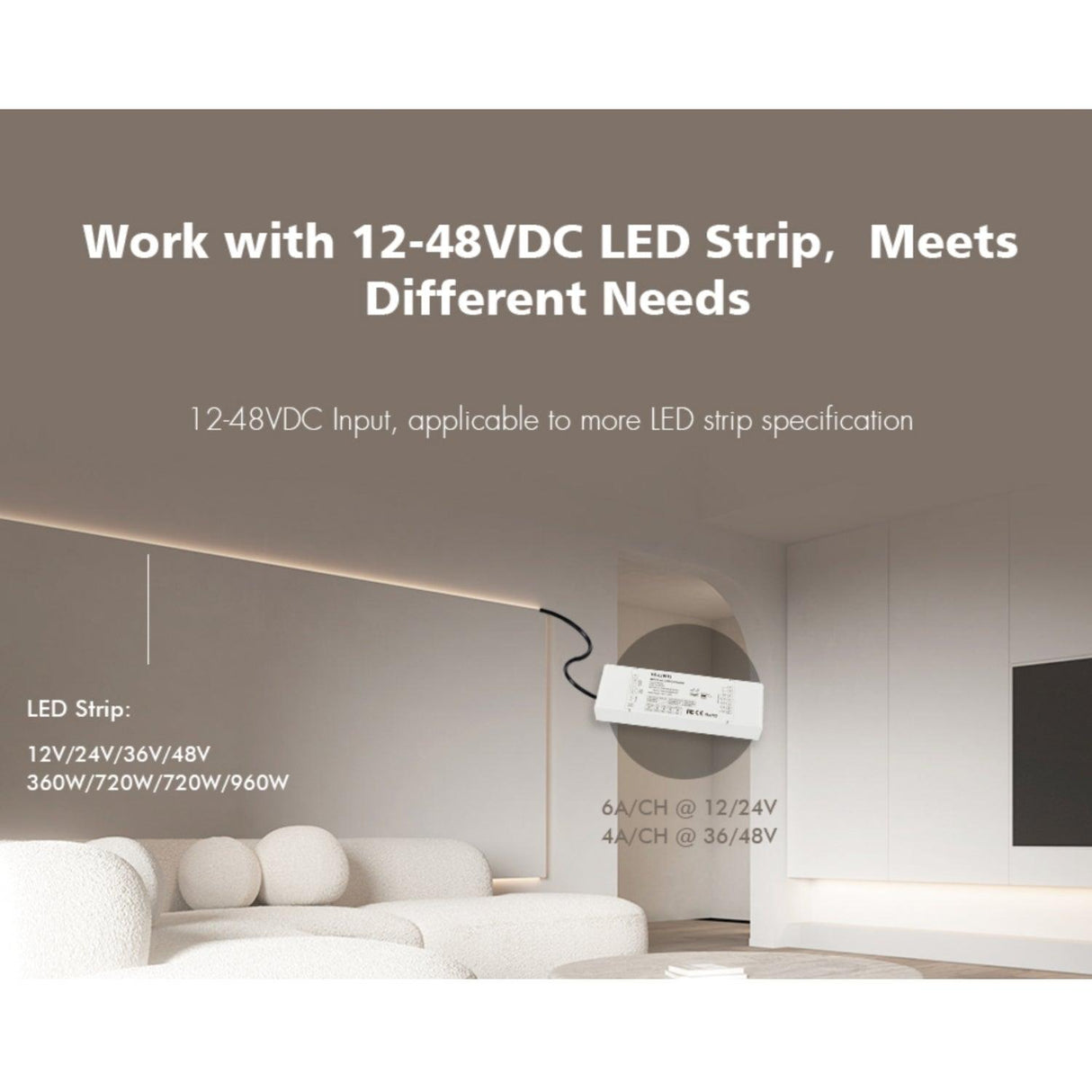 Skydance 12-48VDC 5CH*6A WiFi & RF 5 in 1 LED Controller V5-L(WT) - UK LED Lights