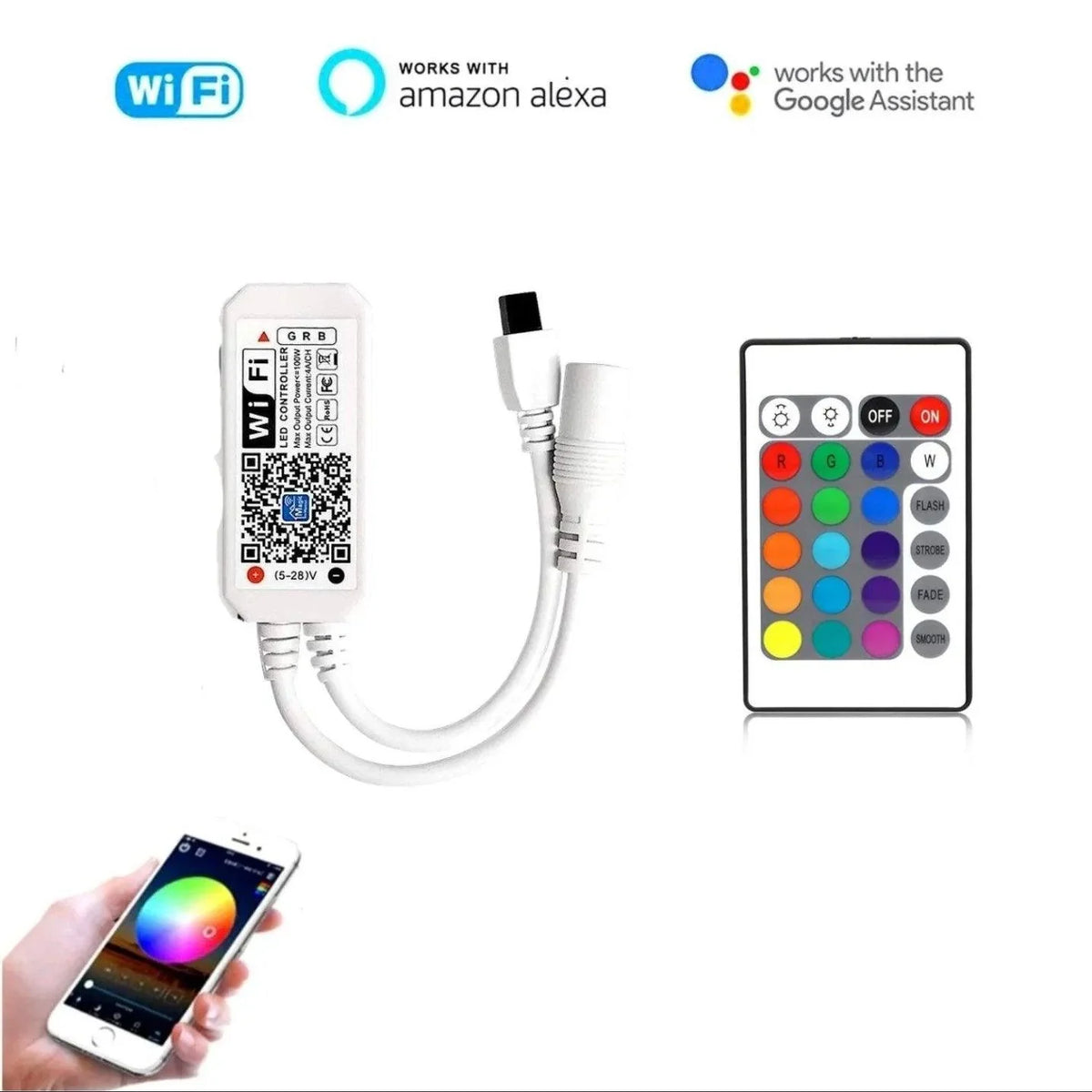 Smart WiFi IR Controller for RGB Led Strip Light with 21 Keys Remote ...
