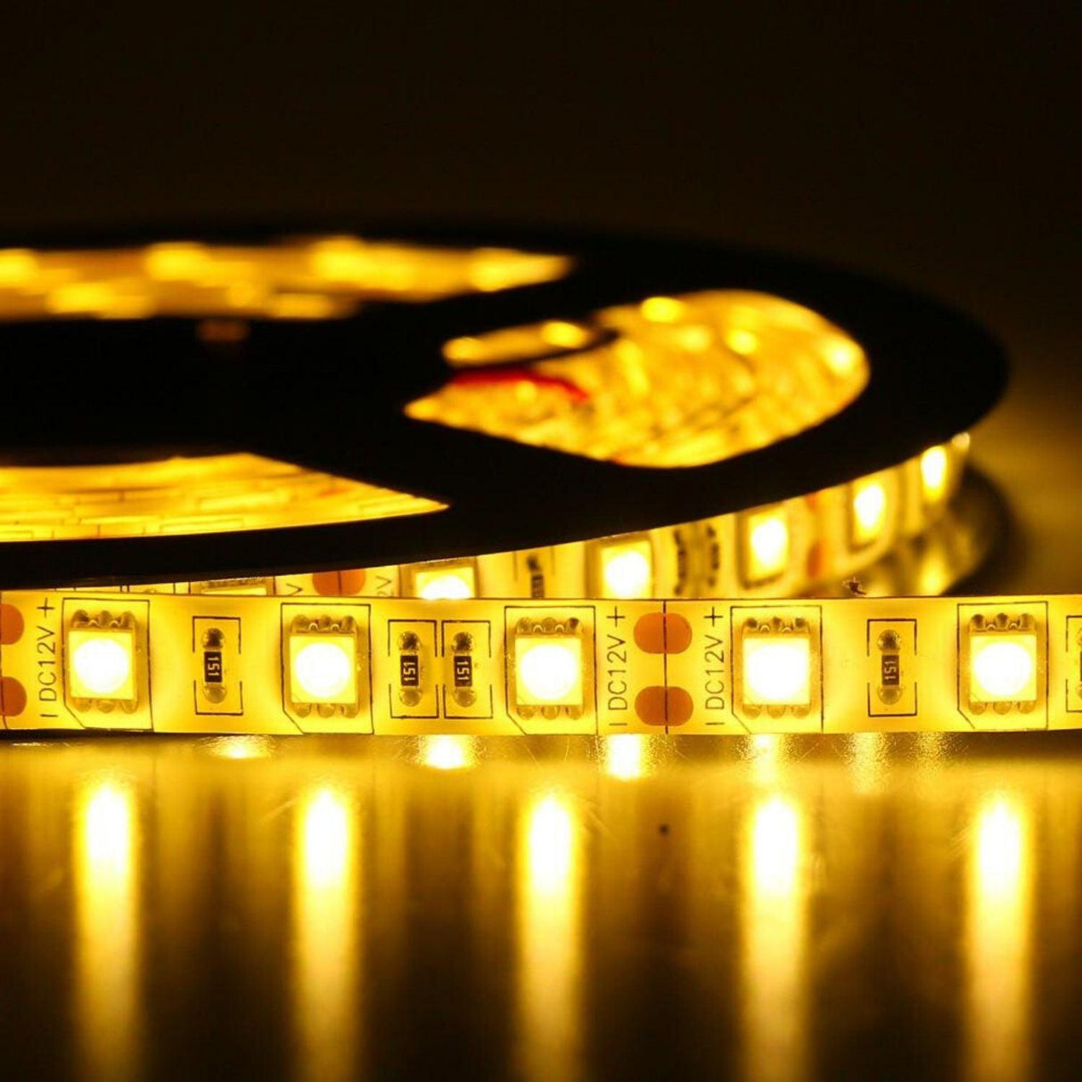 Yellow LED Strip 12V 5050 IP65 Waterproof 60LED/m 5 metre - UK LED Lights