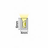 UK LED Lights — 4x6mm FreeCut Mini Neon Flex dimension diagram showing 4mm width and 6mm height