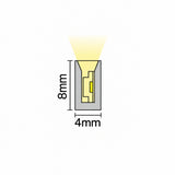 UK LED Lights — FreeCut mini neon flex 4x8mm cross-section dimensions showing 4mm width and 8mm height