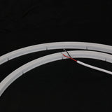 Unlit 15×15mm side-bend Neon Flex showing cut marks and two-wire lead