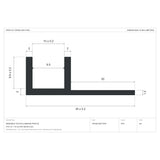 Cross-section dimensions of the bendable tile-in profile for 10×10mm Neon Flex