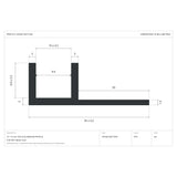 Cross-section dimensions of the straight tile-in profile for 10×10mm Neon Flex