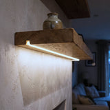 6000K 4.5×4.5mm Mini Neon Flex lighting a shelf shadow gap, installation illustration