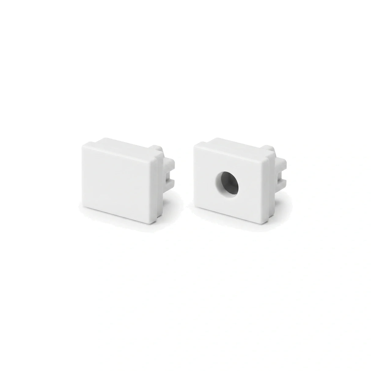 Front cap and cable entry end cap supplied with plaster-in LED profile