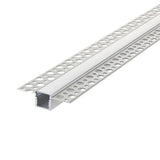 1 metre plaster-in LED profile 55.5x13mm in silver aluminium with opal cover