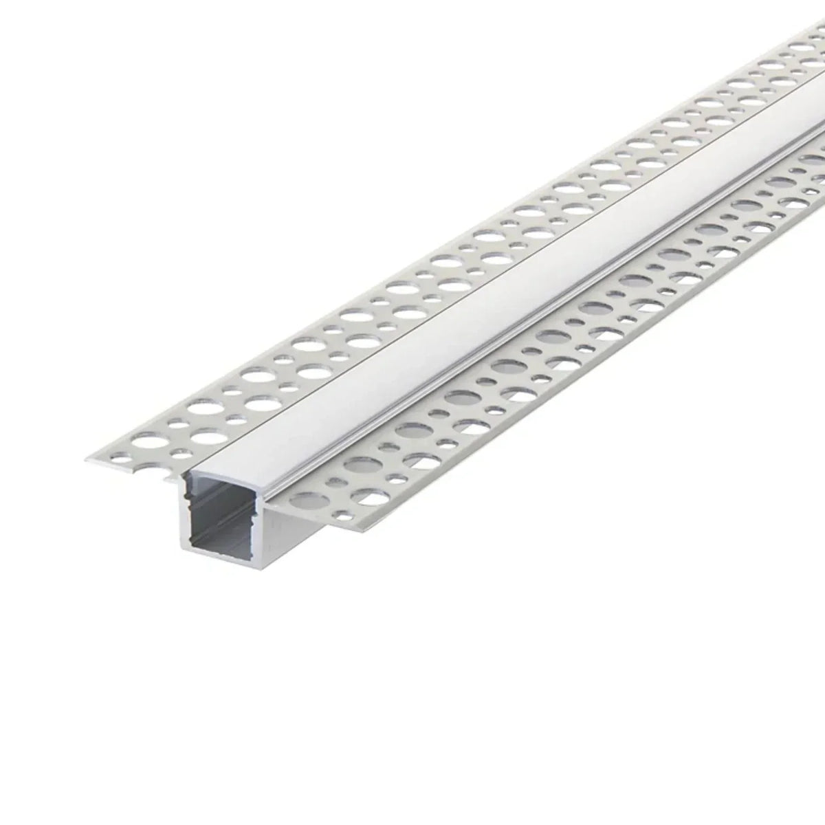 2 metre recessed plaster-in LED profile 55.5x13mm, silver aluminium, opal diffuser