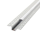 Open plaster-in aluminium channel with LED strip fitted before the cover