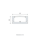 Cross-section of 17x8mm surface LED profile with 12mm internal channel