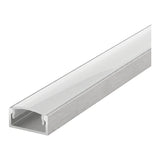Silver aluminium LED surface profile 17x8mm with opal diffuser, 1 metre