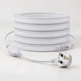UK LED Lights 8×16mm 220–240V neon flex switched off, with inline connector and UK plug