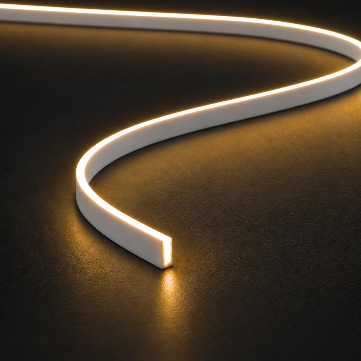UK LED Lights FreeCut mini neon flex 4x8mm 2700K warm white — illuminated close-up product illustration