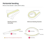 Horizontal bending direction with a 120mm minimum bending diameter; do not twist or bend vertically
