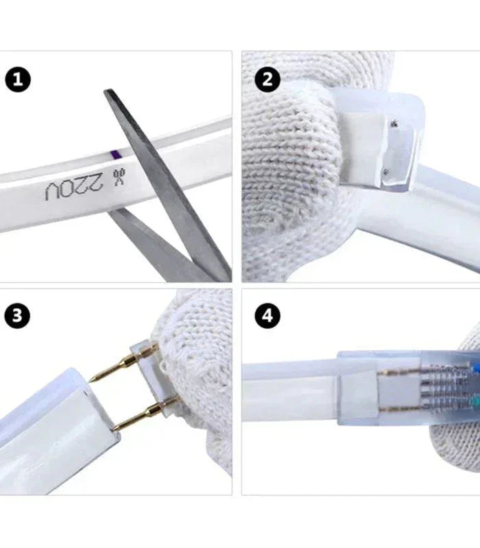 Warm White LED Neon Flex AC 220V 240V 8x16mm 120LEDs/m IP65 Waterproof with UK Plug - ATOM LED
