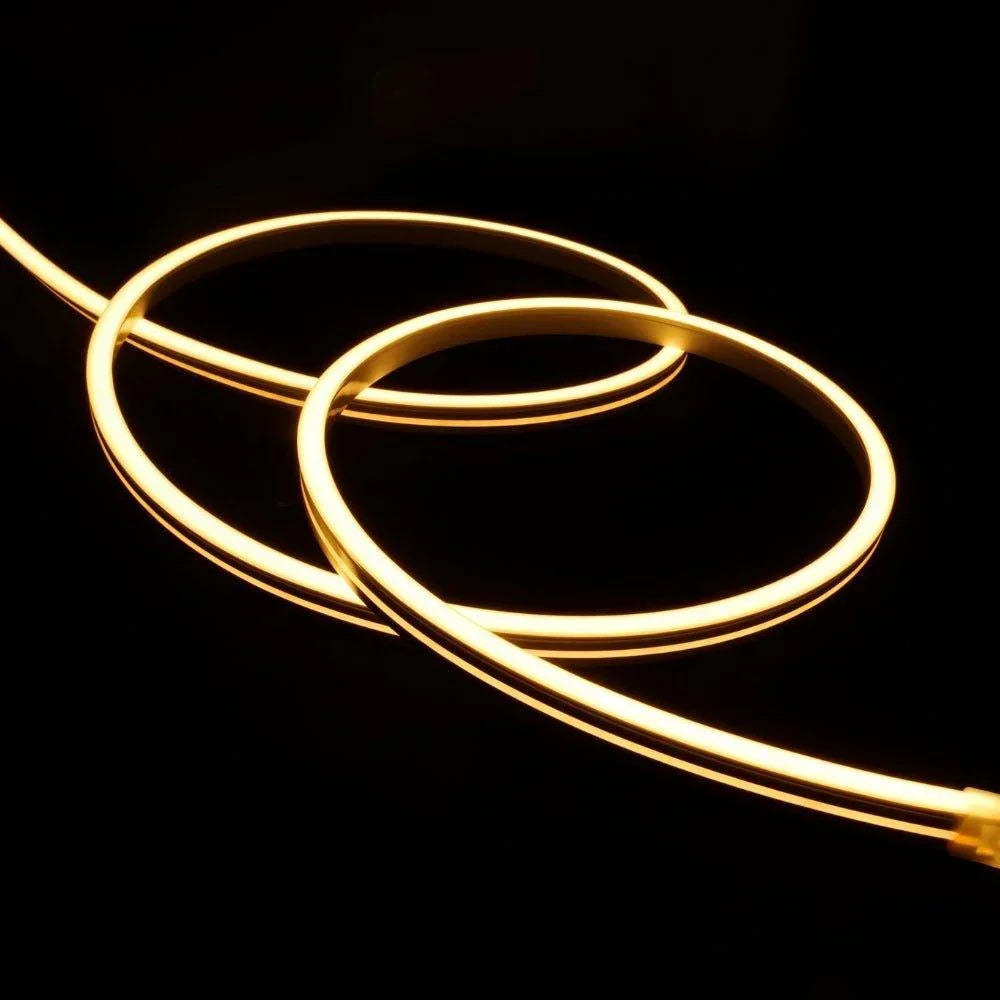 Warm White 2700K neon flex 8x16mm — close-up of fully diffused dot-free LED light line