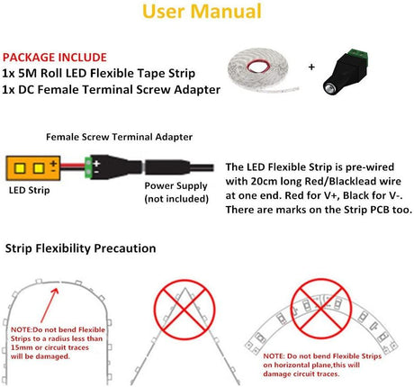 Warm White LED Strip 12V IP65 Waterproof 60LED/m 5 metre Full Kit - UK LED Lights