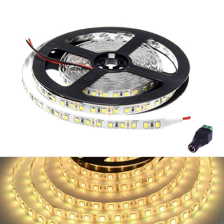 Warm White LED Strip 12V IP65 Waterproof 60LED/m 5 metre Full Kit - UK LED Lights