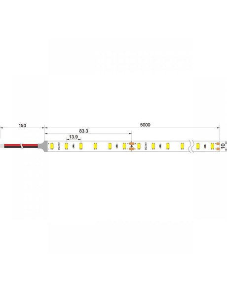 Warm White LED Strip Light 3000K 12V 240 LEDs/m 1200 LEDs IP20 Waterproof 5 Metre Strip - UK LED Lights