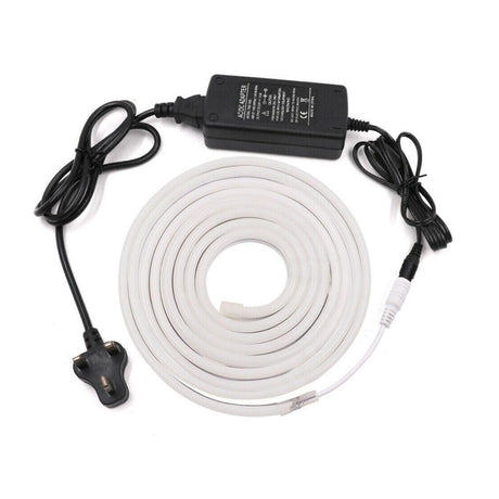 Warm White Neon Flex DC 12V IP65 Waterproof 8x16mm 120 LEDs/M Full Kit - UK LED Lights