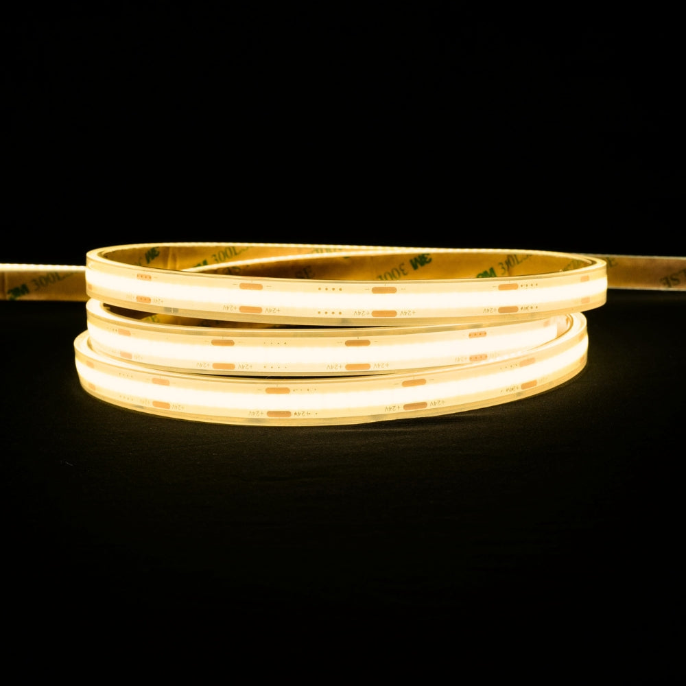 Warm White 3000K COB LED Strip 24V 384 LEDs/m IP68 Waterproof